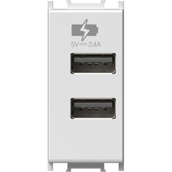 Modul Incarcator 2*USB 5V 2,4A 1M alb mat