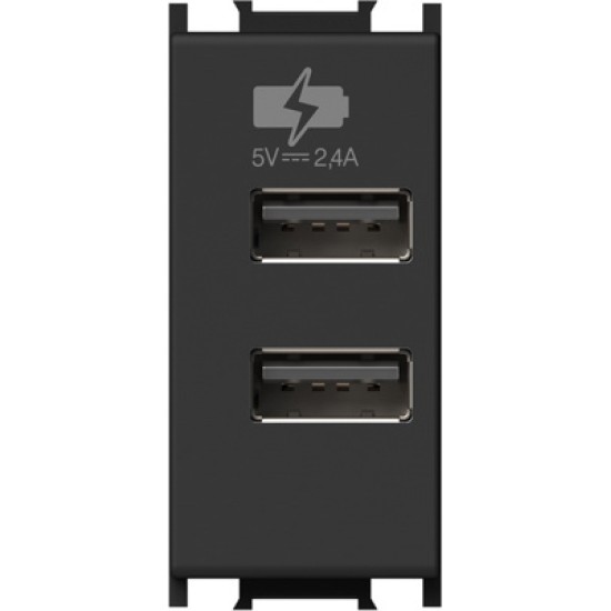Modul Incarcator 2*USB 5V 2,4A 1M negru