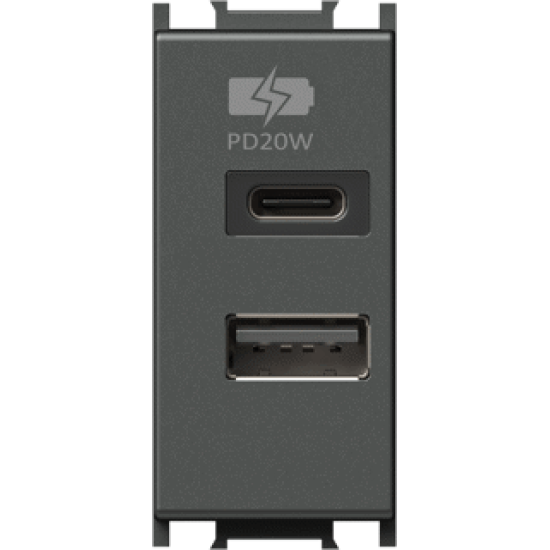 Modul Incarcator USB 20W 1M antracit