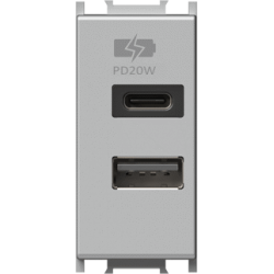 Modul Incarcator USB 20W 1M argintiu