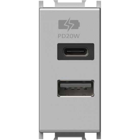 Modul Incarcator USB 20W 1M argintiu