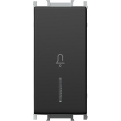 Modul Buton cu LED Simplu 1M 16A IP20 Negru Modul Buton cu LED Simplu 1M 16A IP20 Negru