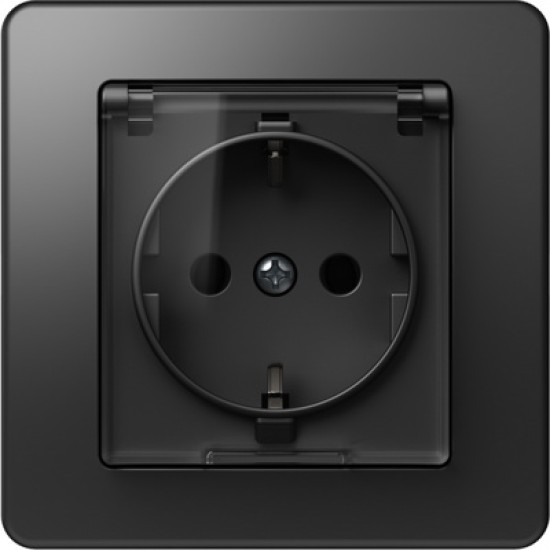Ekonomik Priza SCHUKO cu cap. 1P 16A ST IP20 Negru