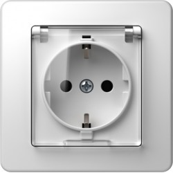 PRIZA SCHUKO+CAPAC 2P+E 16A 250V~ BV borne rapide alb