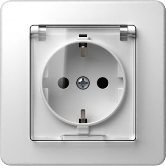 PRIZA SCHUKO+CAPAC 2P+E 16A 250V~ BV borne rapide alb