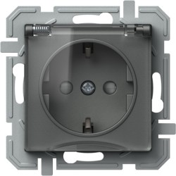 Logiq Priza SCHUKO cu capac borne automate 1P 16A Antracit+Transparent